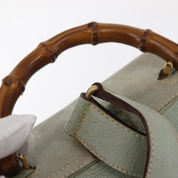 GUCCI Bamboo Backpack Suede Light Blue Gold 003 2058 0016 Auth 151681 main image 13